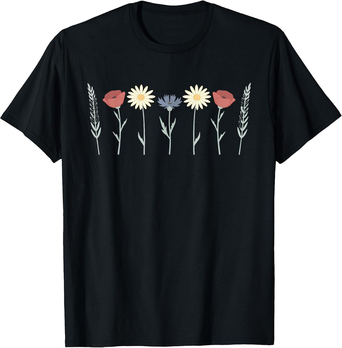 Wildflower Meadow Pastel Botanical Horizon Graphic T-Shirt
