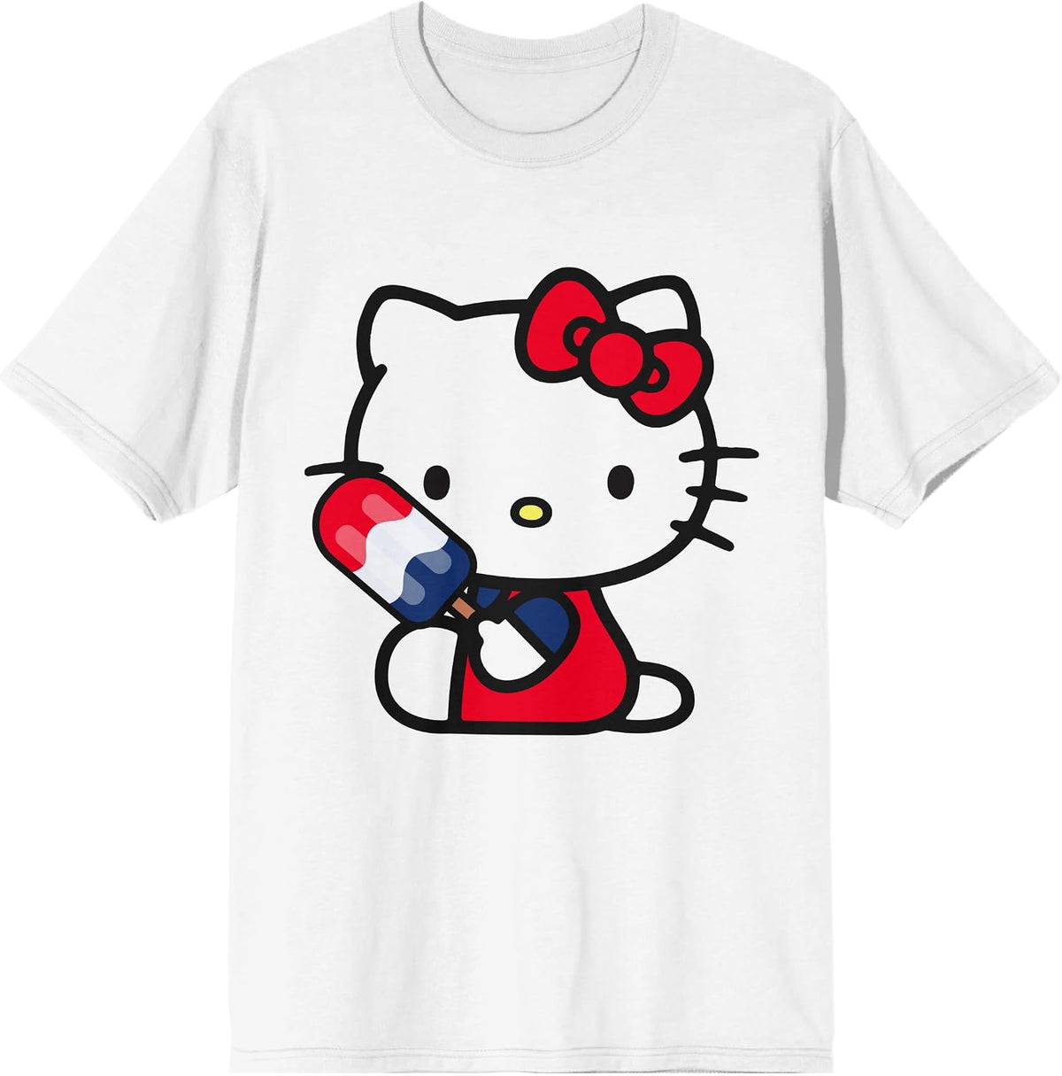Hello Kitty Patriotic Popsicle Women's White Crew Neck Short Sleeve T-shirt