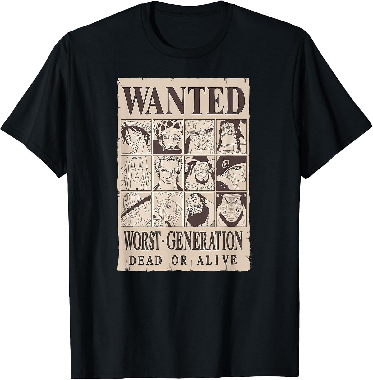 One Piece Anime Worst Generation Wanted Poster Collage T-Shirt