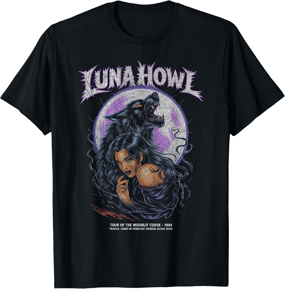 Werewolf Metal Music Band Poster Dark Fantasy Gothic Moon T-Shirt