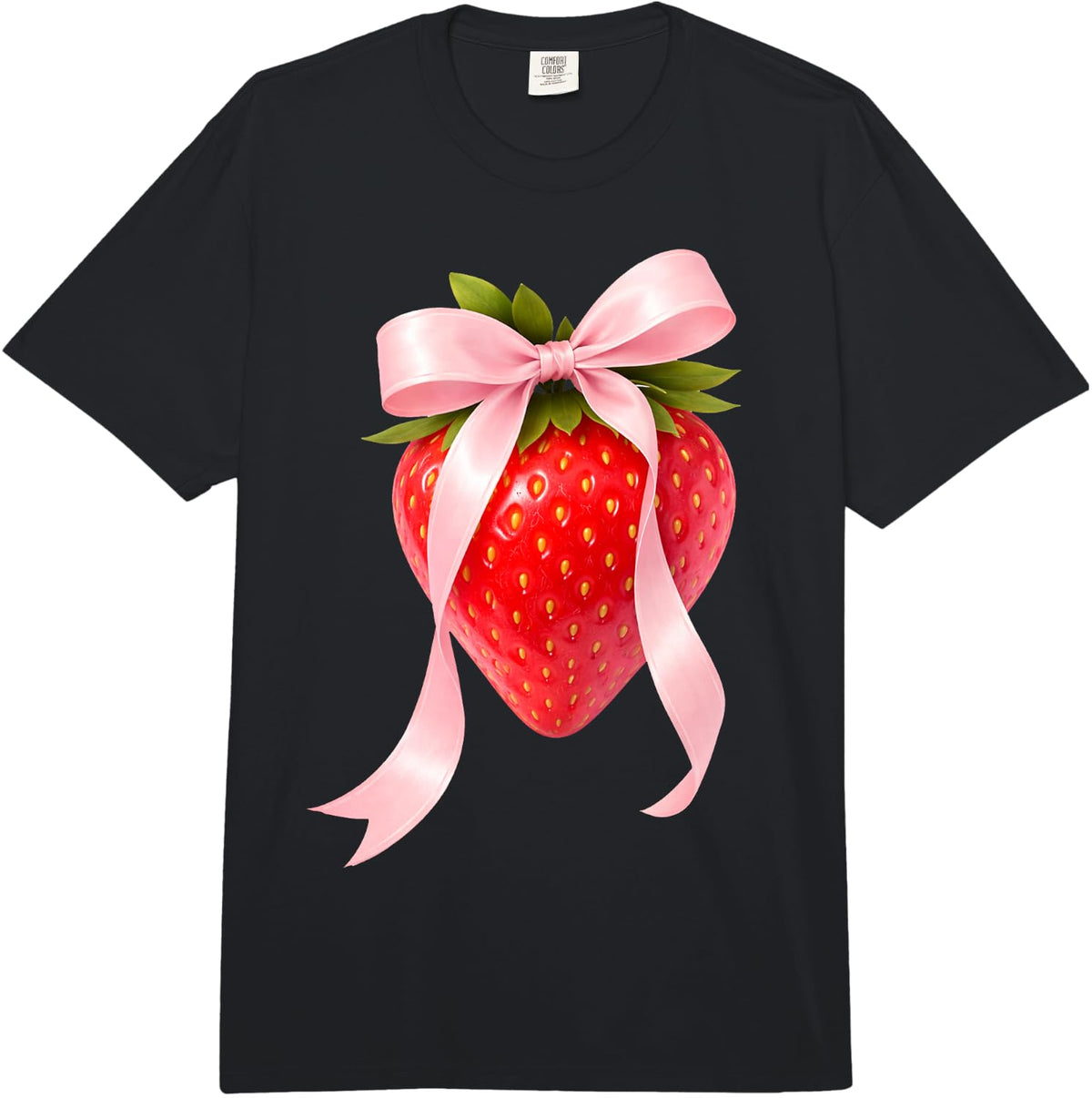 Strawberry Ribbon Cute Sweet Berry Aesthetic Summer Fruit Comfort Colors Adult Heavyweight T-Shirt