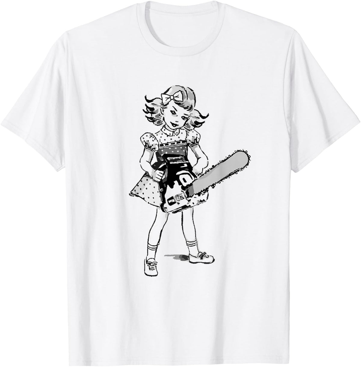 Chainsaw Girl Punk Goth Horror Fan T-Shirt Small