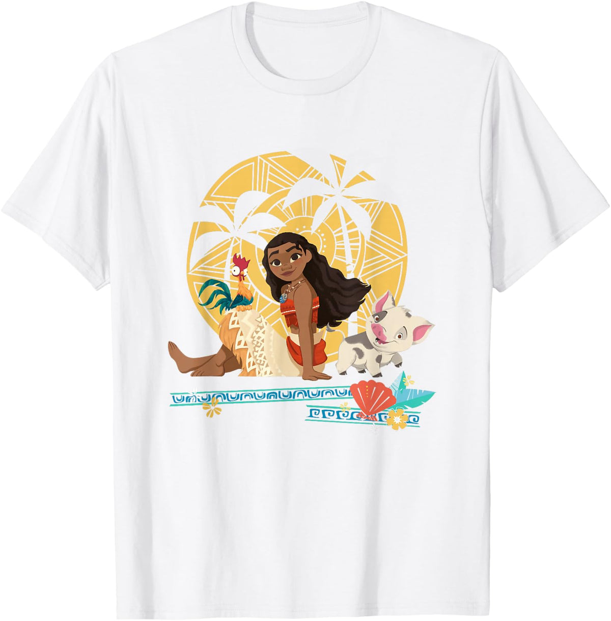 Disney Moana HEI HEI Moana Pua Enjoying Sunset Chest Poster T-Shirt