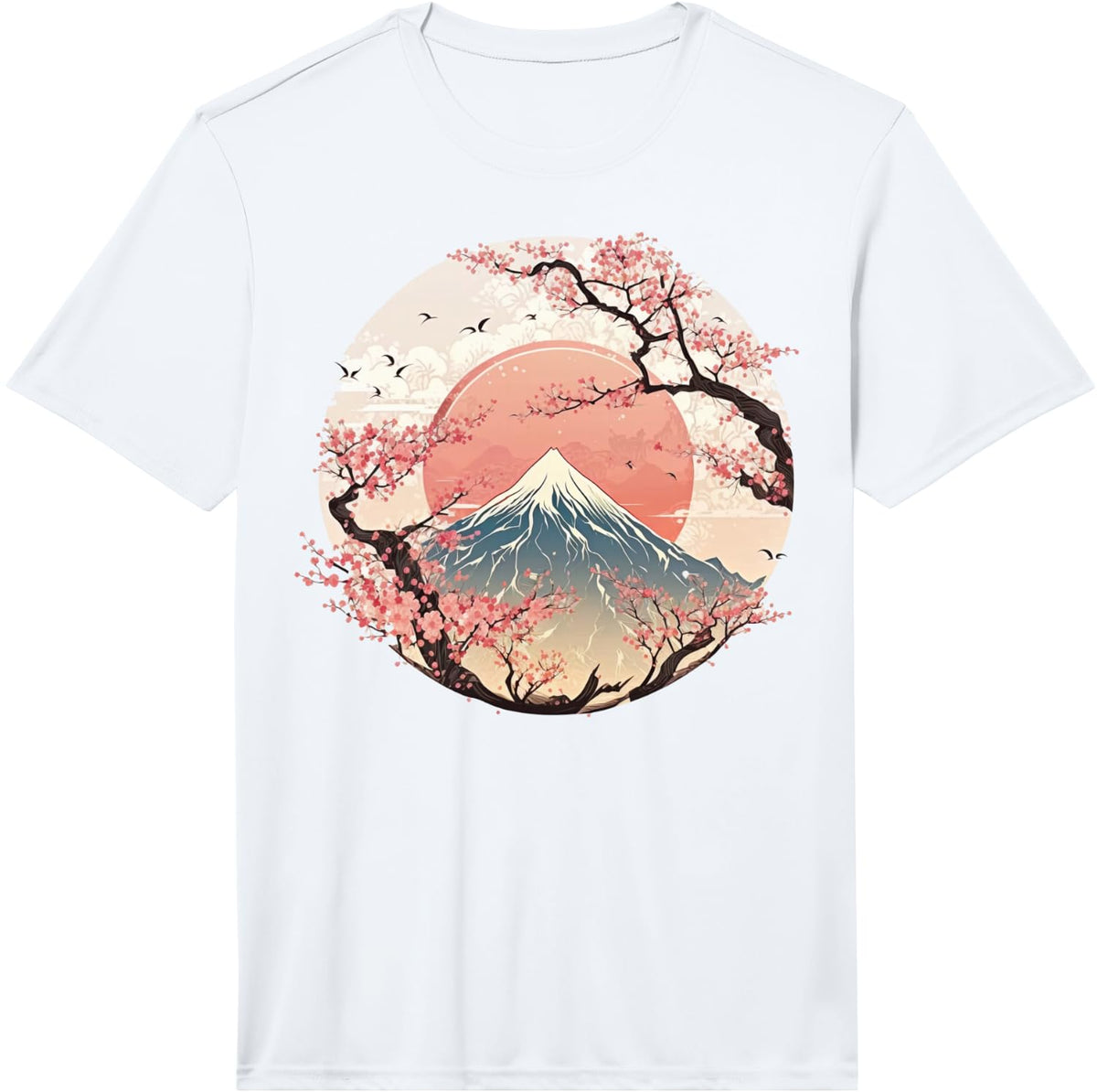 Japanese Sakura Garden Geisha Mount Fuji Cherry Blossom Performance T-Shirt