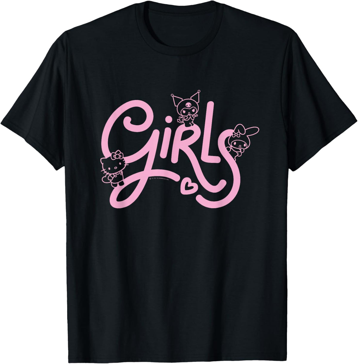 Hello Kitty My Melody Kuromi Girls T-Shirt Small
