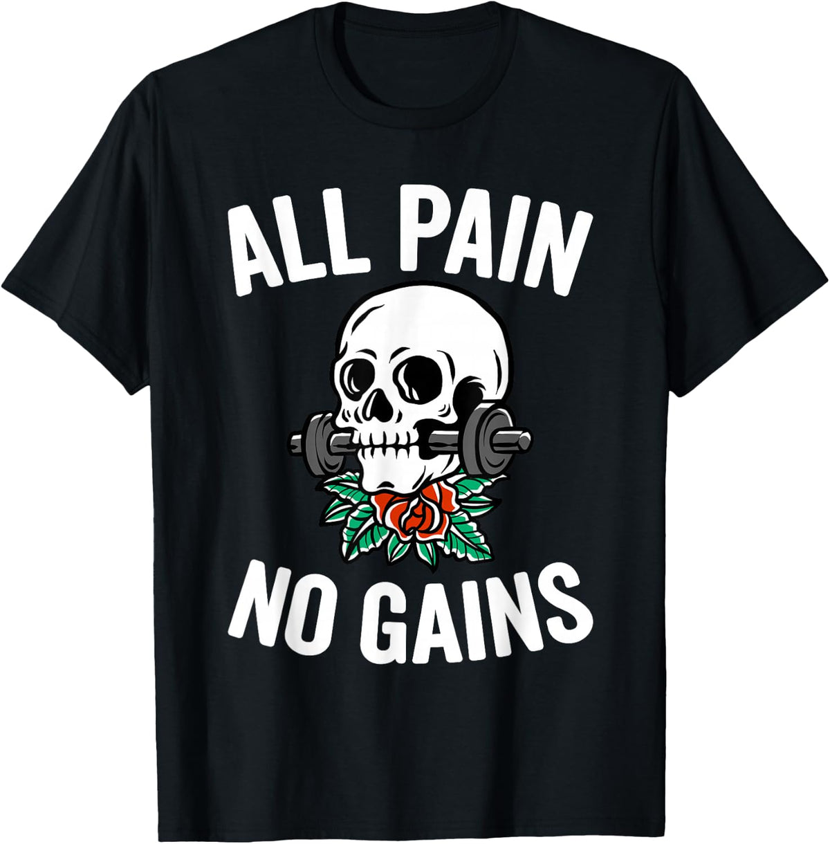 Funny Gym Fitness Workout Parody All Pain No Gains Black Men's Medium Classic Fit Short Sleeve Round Neck T-Shirt