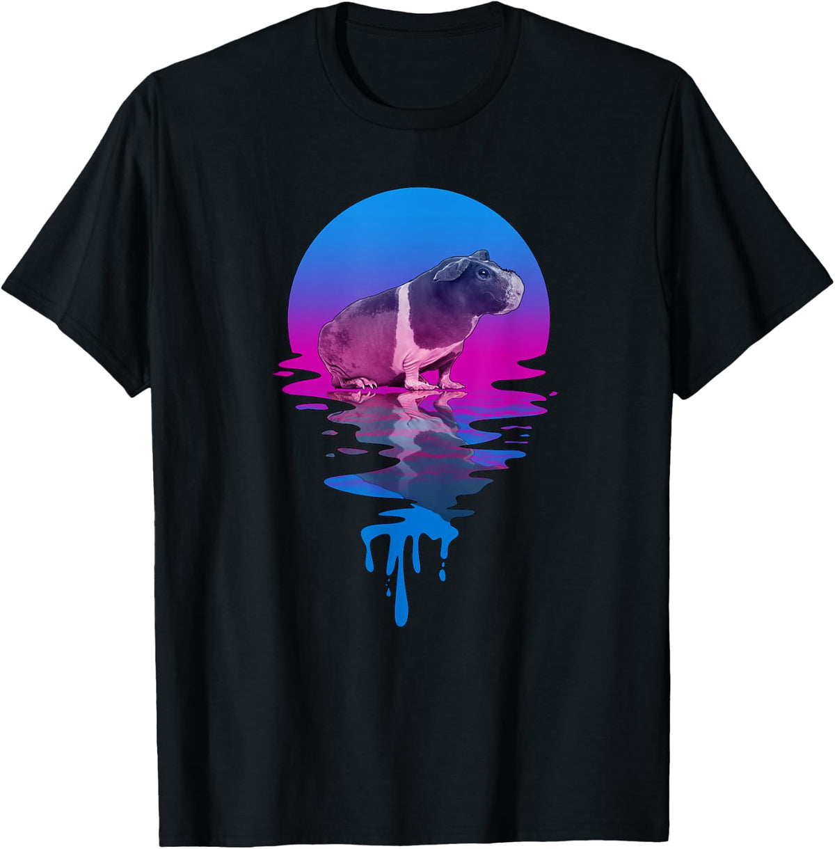 Vintage Retro Sunset Skinny Pig T-Shirt