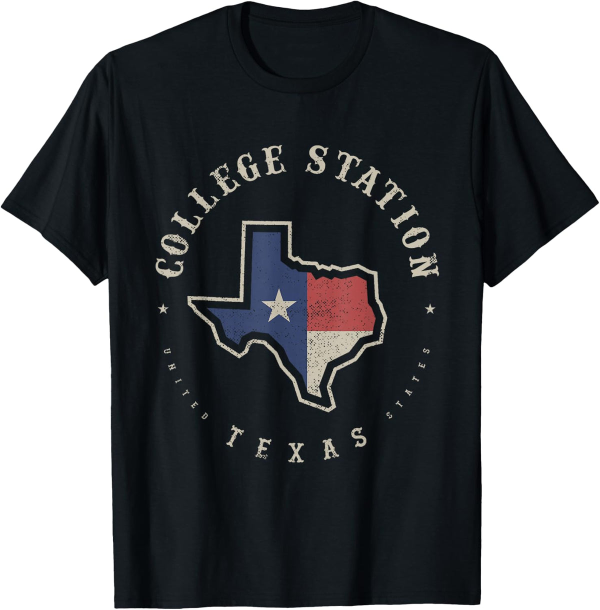 Vintage College Station Texas State Flag Map Souvenir Gift T-Shirt