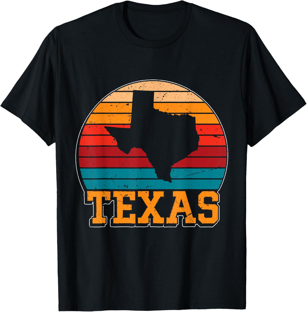 Texas Retro Vintage Sunset US State Texas Silhouette T-Shirt