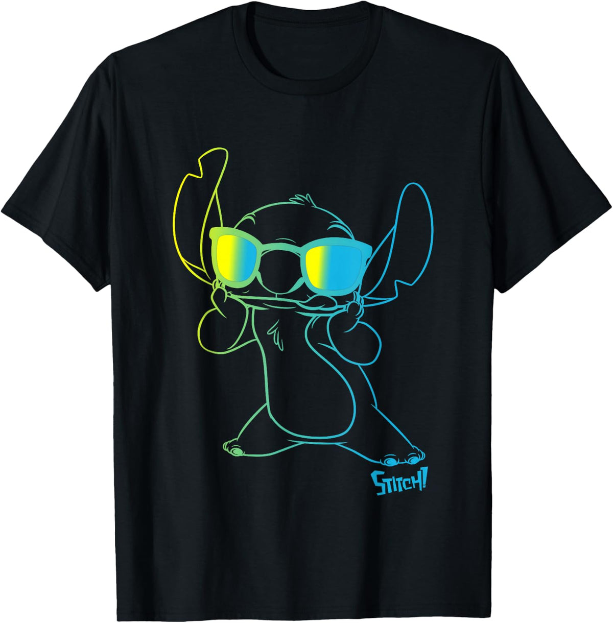 Disney Lilo & Stitch Cool Stitch Neon Outline Chest Portrait T-Shirt