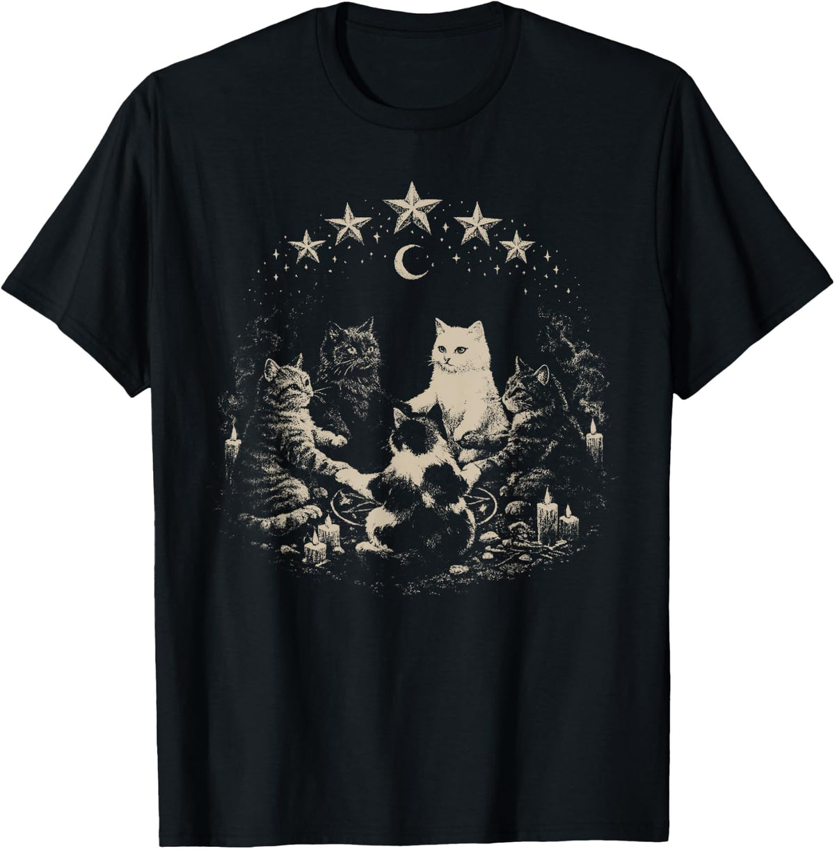 Vintage Retro Funny Cat Ritual Support Your Local Coven T-Shirt