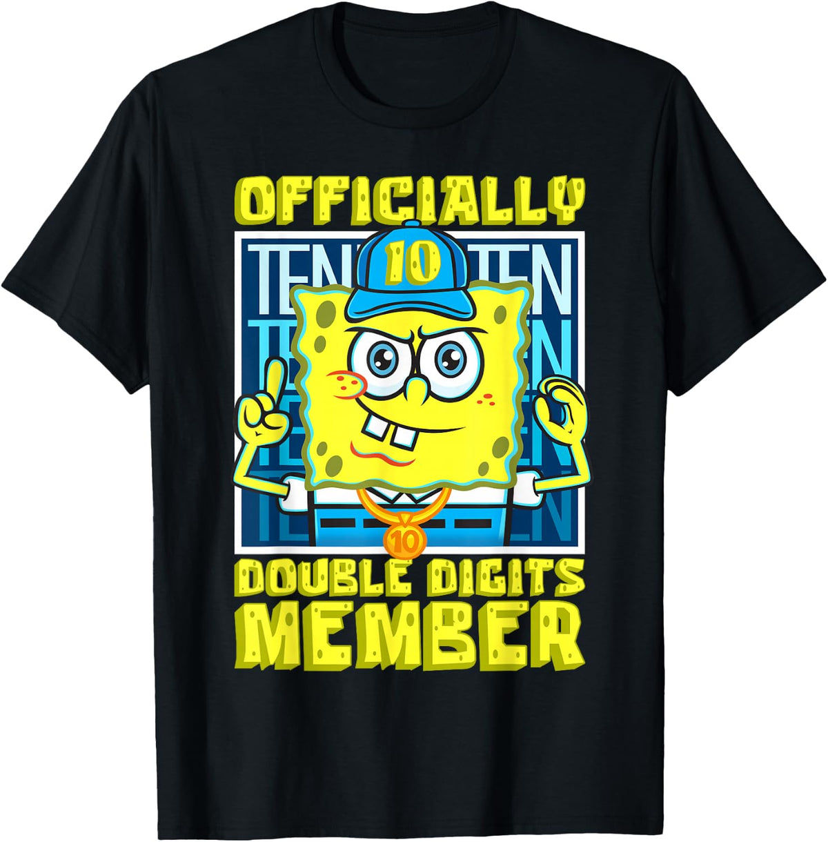 SpongeBob Officially Double Digits Member Boys 10th Birthday T-Shirt