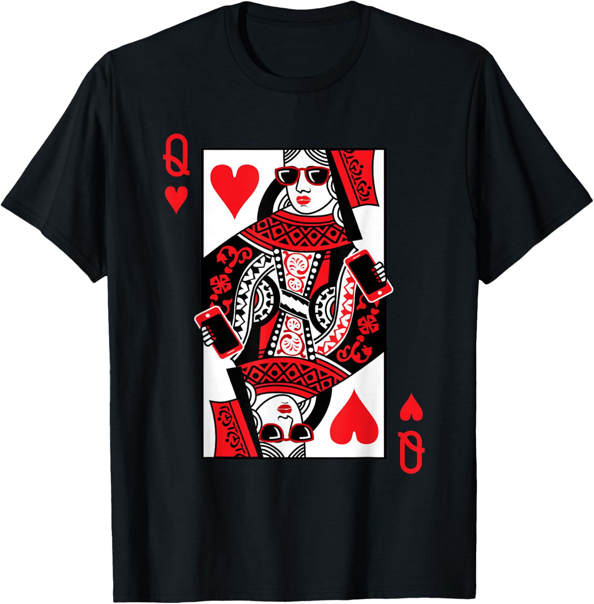 Classic Black Queen of Hearts T-Shirt: Adult, Short Sleeve, Cotton-Polyester Blend