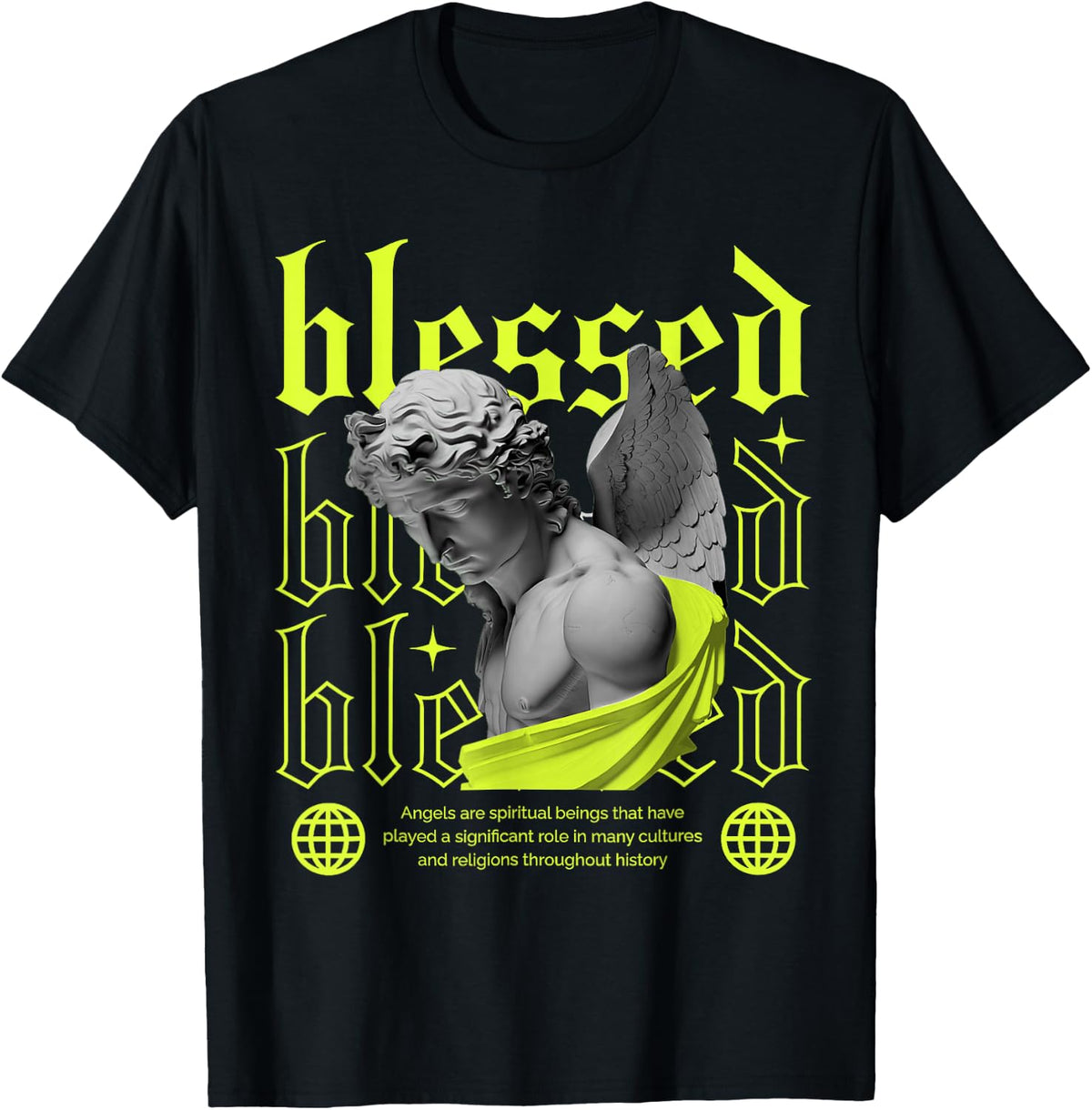 Neon Yellow Black Cool Grey Graphic Match T-Shirt