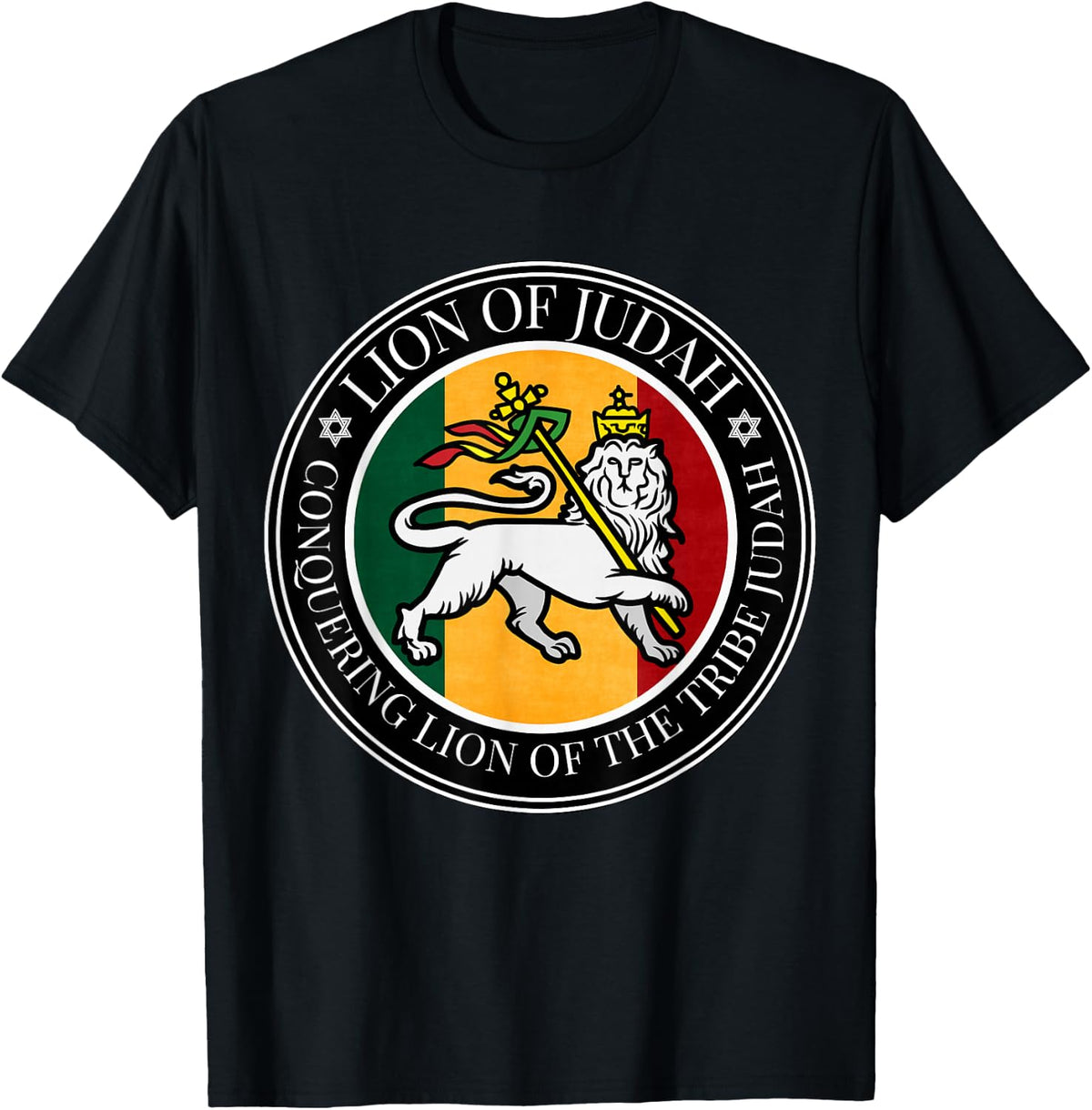Conquering Lion of Tribe Judah Yahweh Rastafarian Design T-Shirt