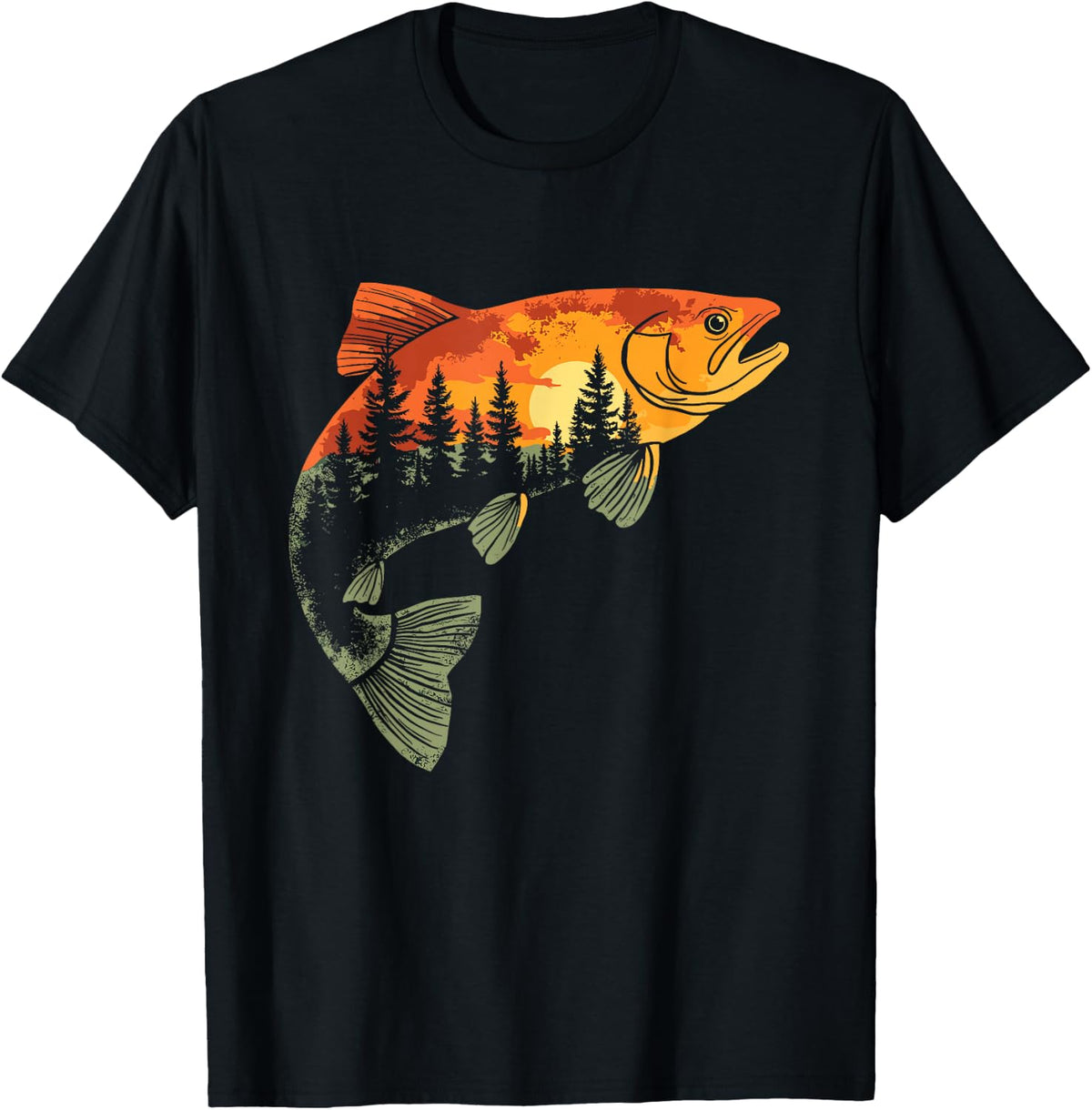 Fishing, Trout, Fly Fishing, Angler Fisherman, Nature Forest T-Shirt