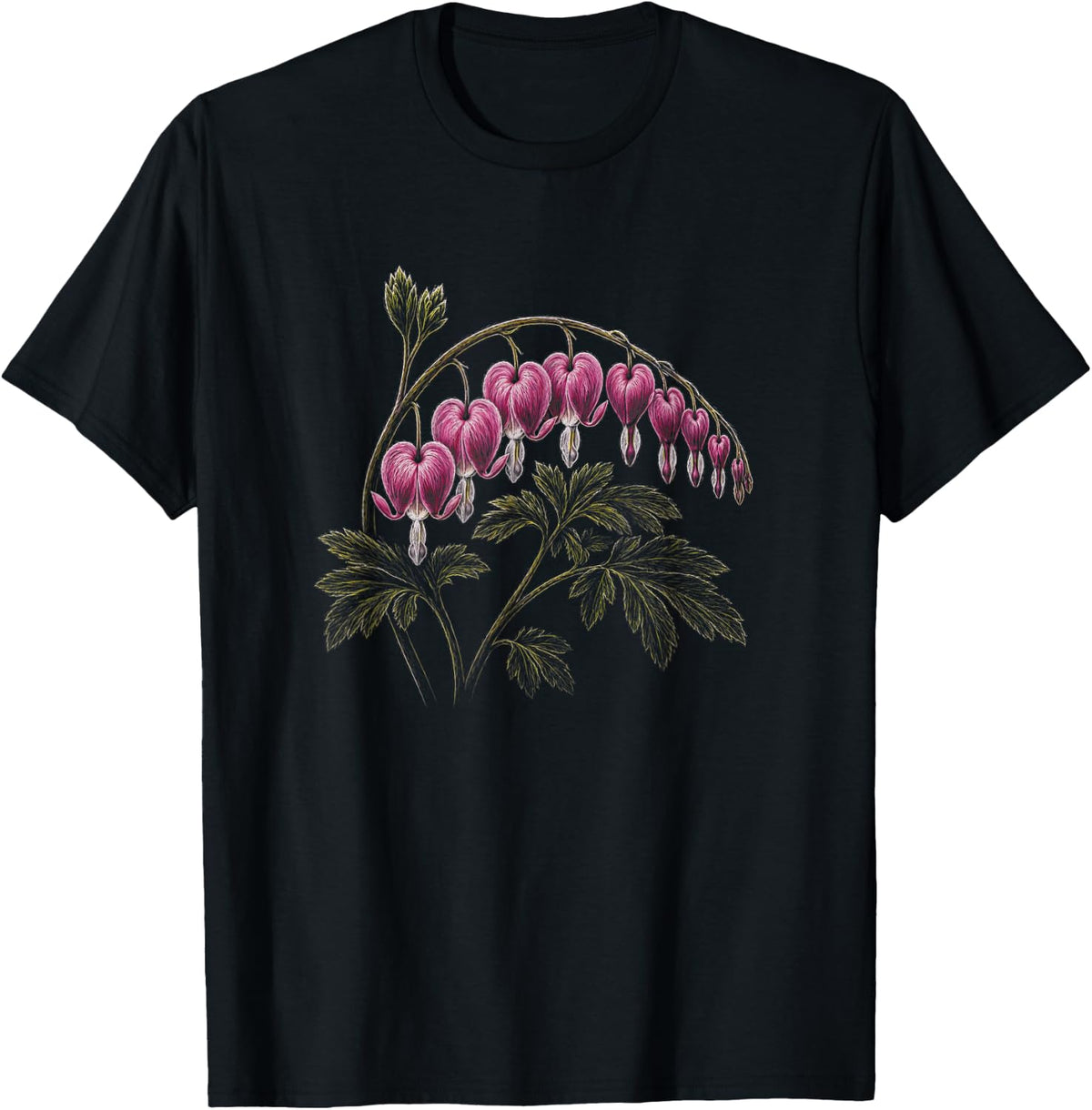 Bleeding Heart Flower Graphic Artwork Design T-Shirt