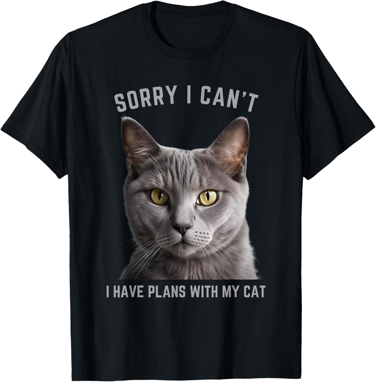 Sorry I Can't I Have Plans with My Cat - Gray Cat T-Shirt