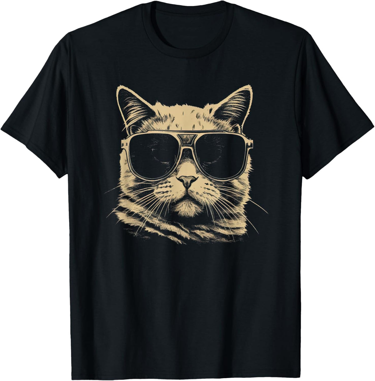 Funny Cat cool Stencil art Punk Rock T-Shirt for Men Women Kids