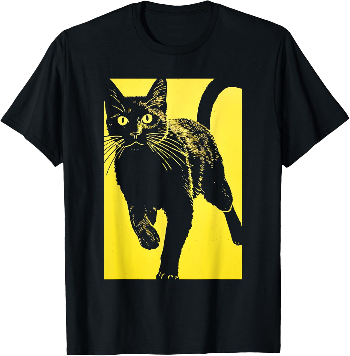 Black Cat Yellow Print Men Women Kids T-Shirt
