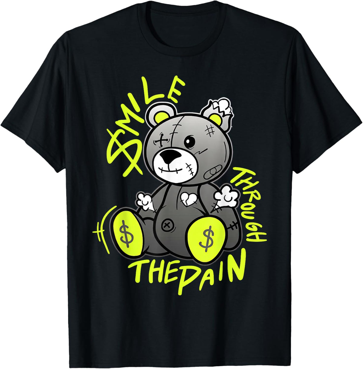 Neon Yellow Black Cool Grey Graphic Match T-Shirt