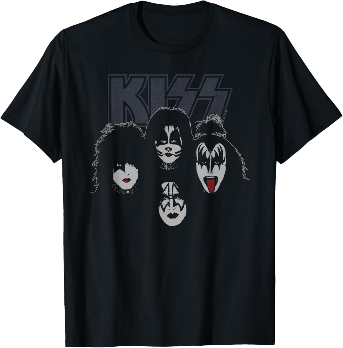 KISS - Fab Four Unisex Adult Black Crew Neck Short Sleeve Classic Fit T-Shirt