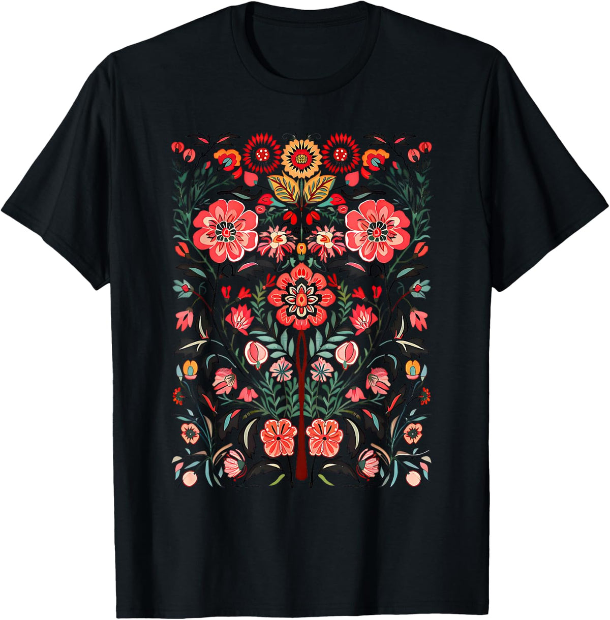 Scandinavian Wildflower Folklore Floral Artistic Botanical T-Shirt
