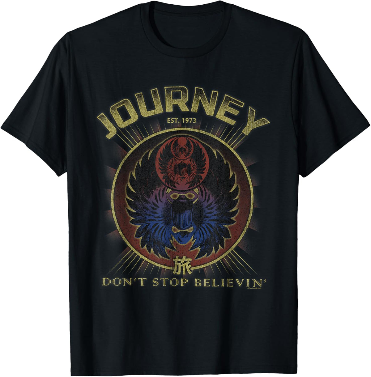 Journey Gold Don't Stop Believin' Scarab Logo Vintage Band T-Shirt