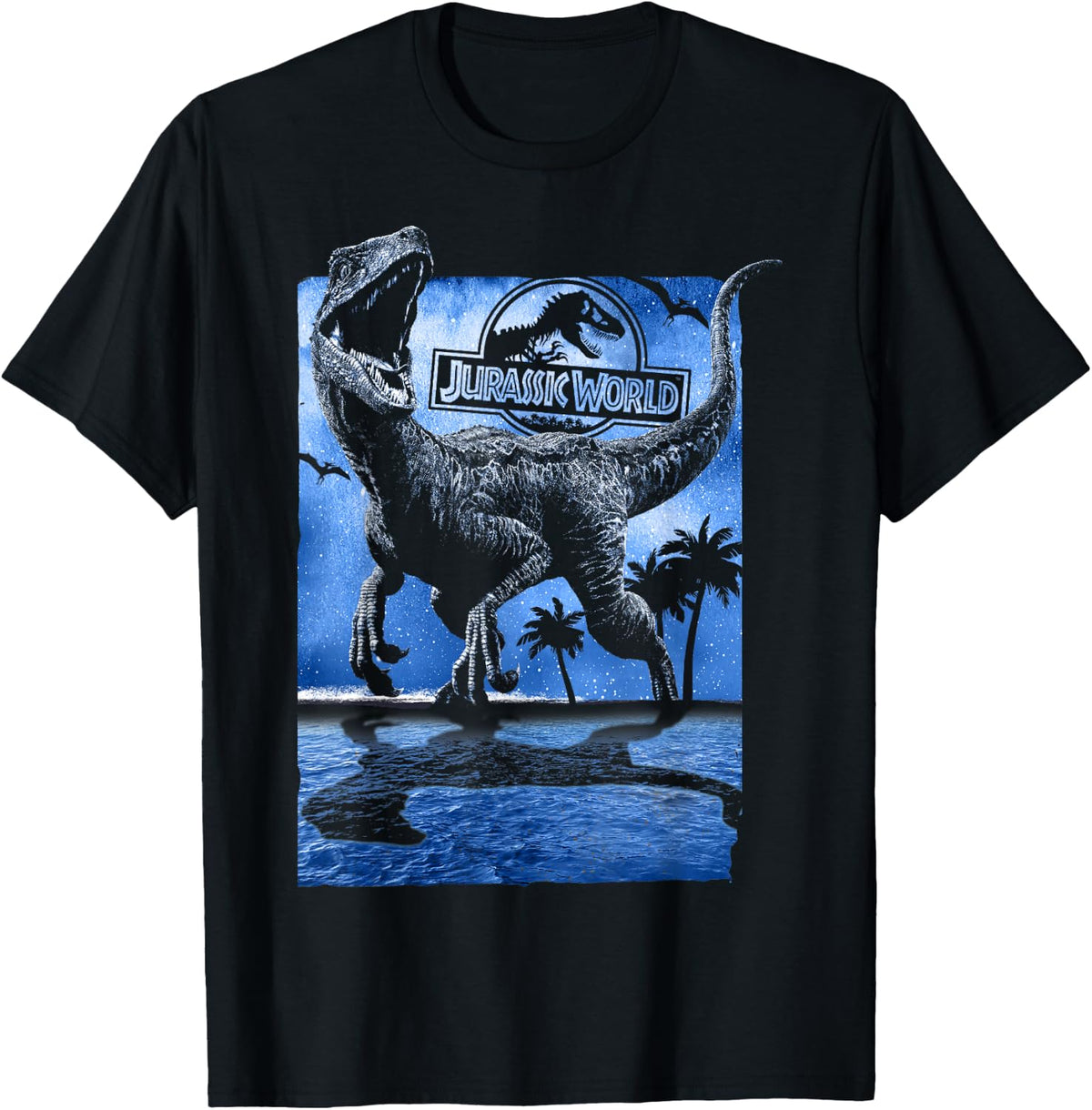 Jurassic World Raptor Moon Light Logo Graphic T-Shirt T-Shirt