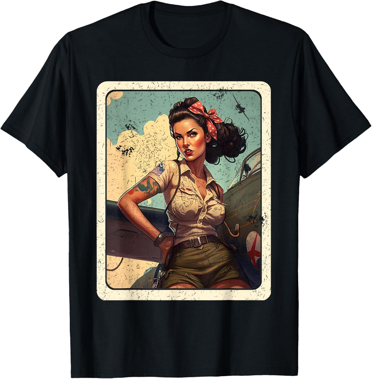Beautiful Pin-Up Girl WWII Graphic T-Shirt