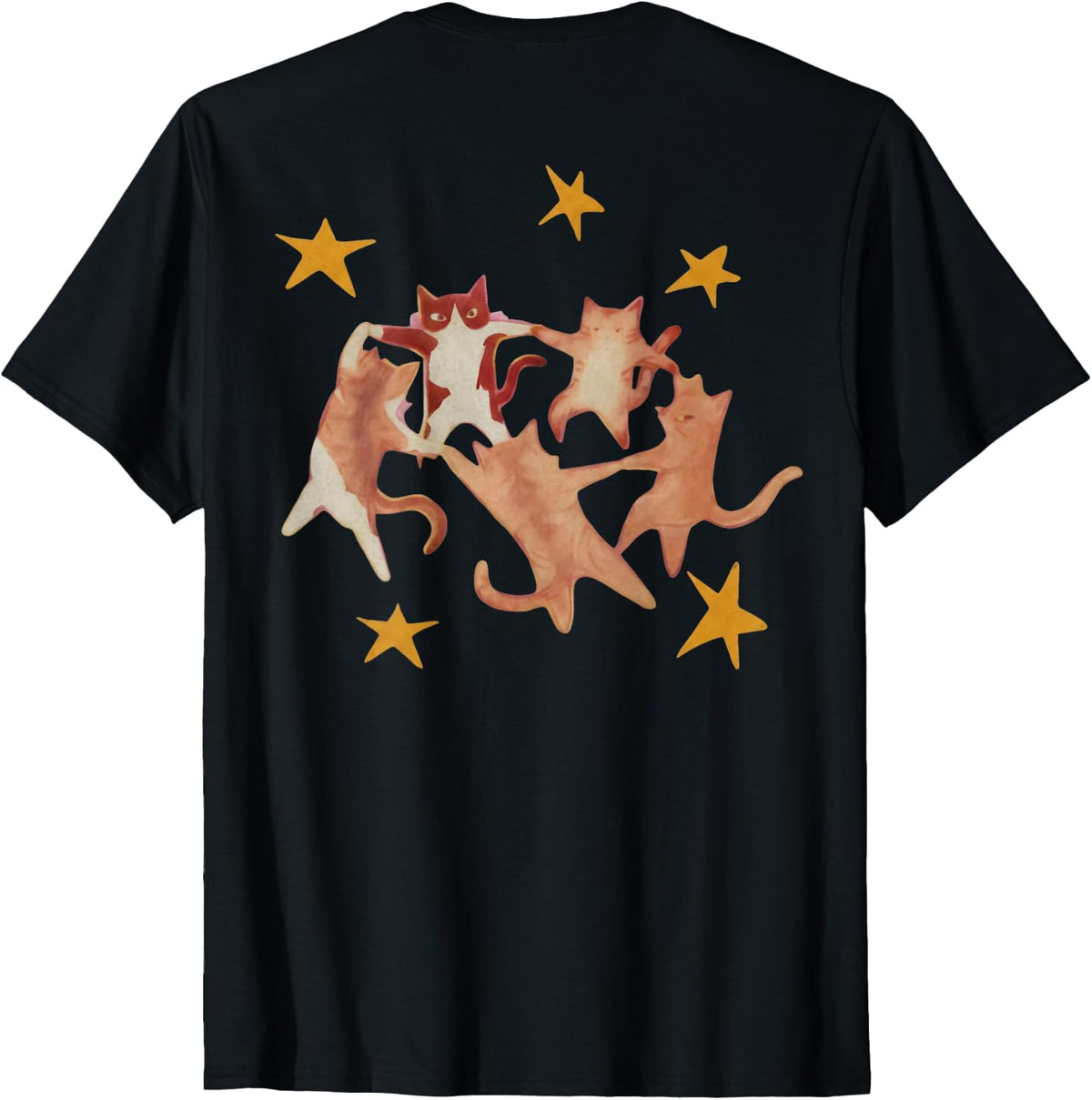 Starry Cats Dancing in A Circle Celestial (on Back) T-Shirt