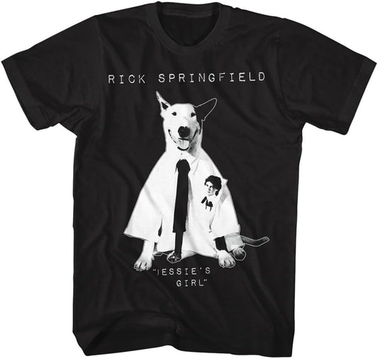 American Classics Rick Springfield Jessie's Girl T Shirt Black | Officially Licensed Tee, Working Class Dog Graphic, Vintage Style, Designed and Printed in the USA, Unisex Men Women
