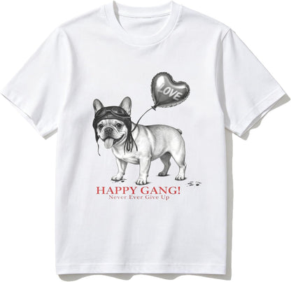 Cotton T-Shirt Cute Cat Wearing Hat Print Casual Soft Crewneck Top