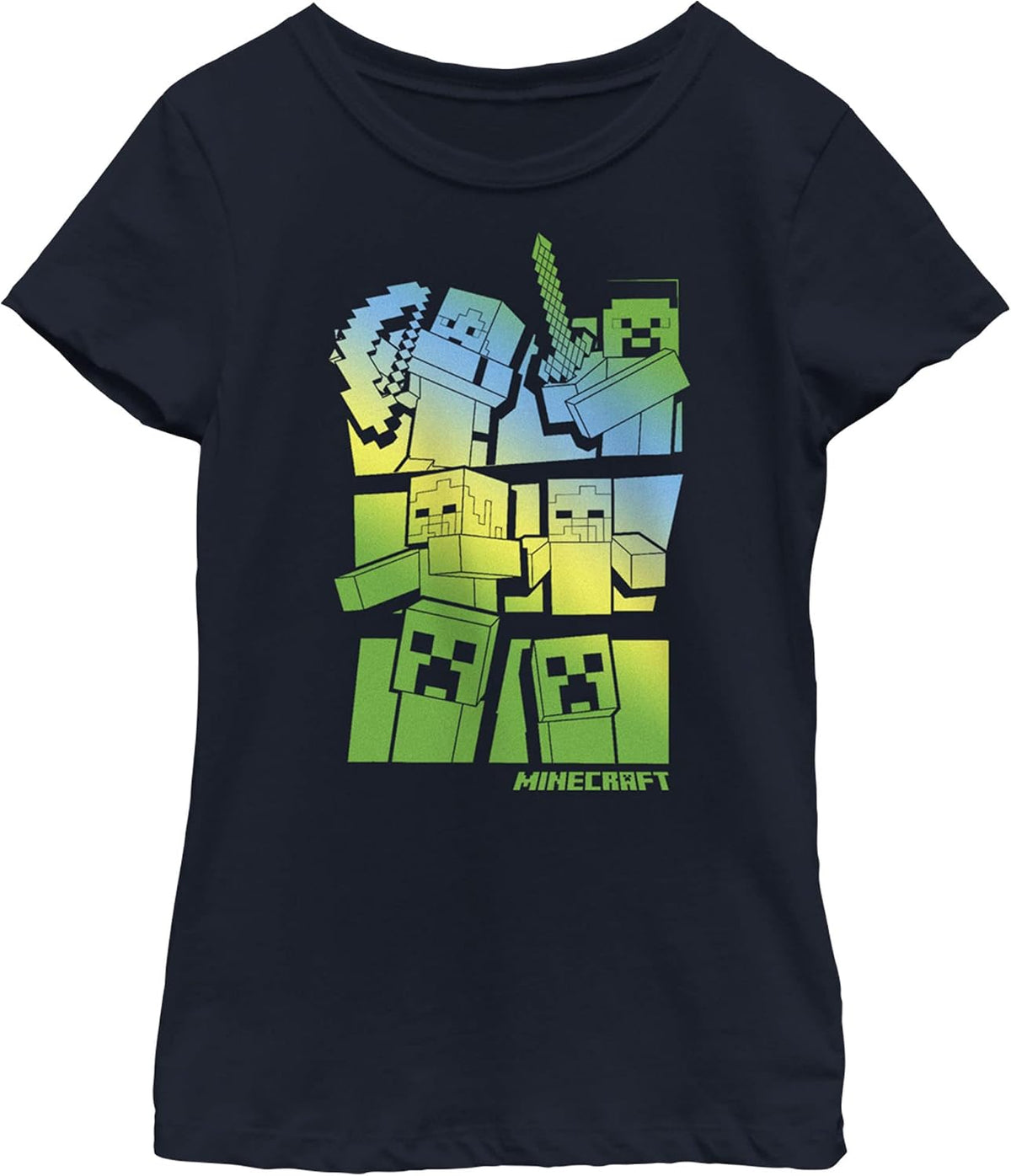 Girl's Minecraft Steve and Alex Vs. Mobs T-Shirt