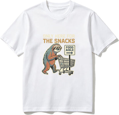 Cotton T-Shirt Sloth Cooking On Stove with Pot Casual Soft Crewneck Top