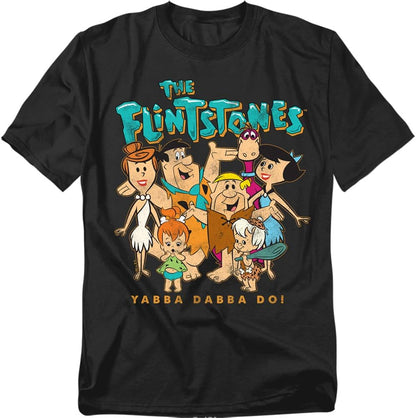 Popfunk The Flintstones Family and House Background Unisex Adult T Shirt