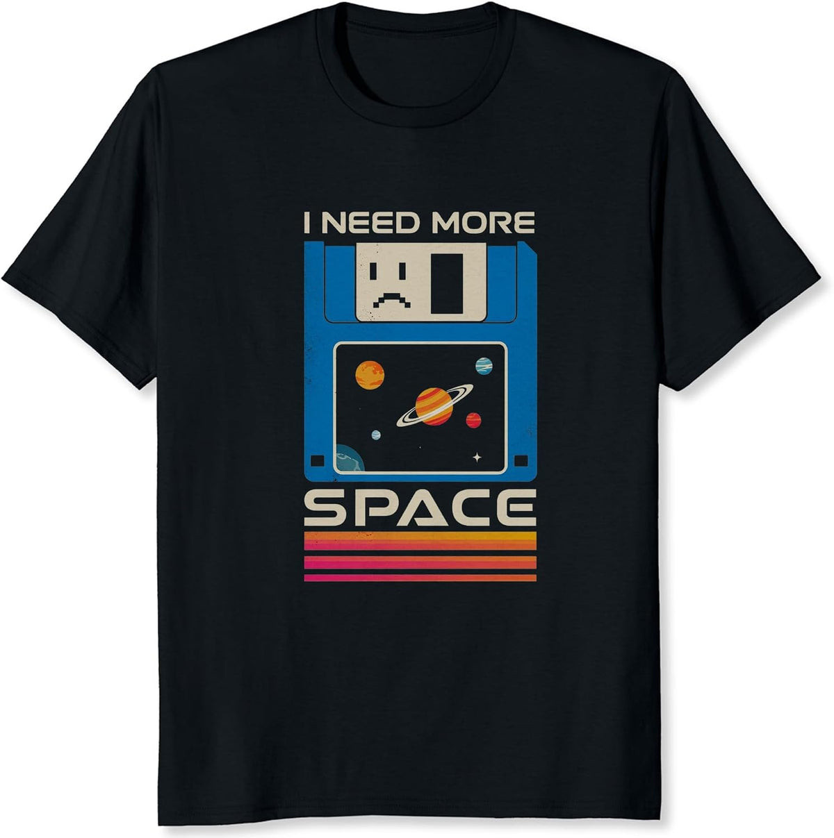 I Need More Space Shirt Retro Floppy Disk Space Illustration Graphic Tee Vintage Computer Disk with Planet