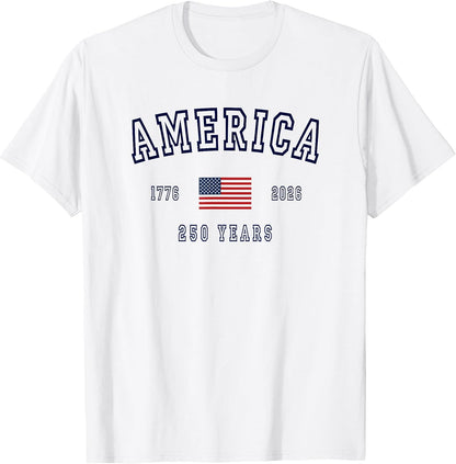 America 250 Years July 4th 1776 2026 USA United States Flag T-Shirt