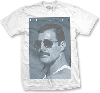 Queen Freddie Mercury in Shades T-Shirt - White (Large)