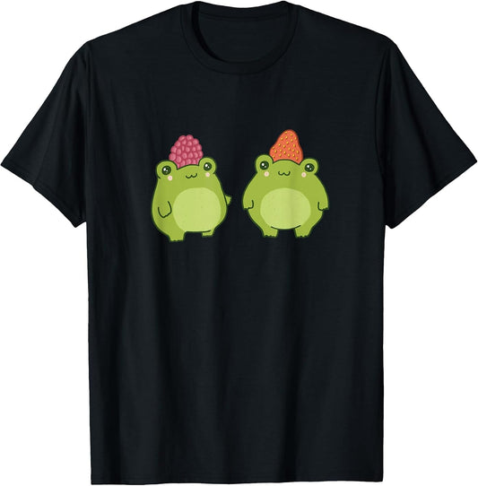 Strawberry Raspberry Frog Kawaii Cottagecore Aesthetic T-Shirt