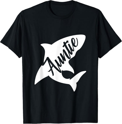 Auntie Shark T-shirt Matching Family Shirts Shark T-Shirt, Men, Black, Small