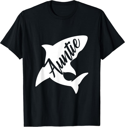 Auntie Shark T-shirt Matching Family Shirts Shark T-Shirt, Men, Black, Small