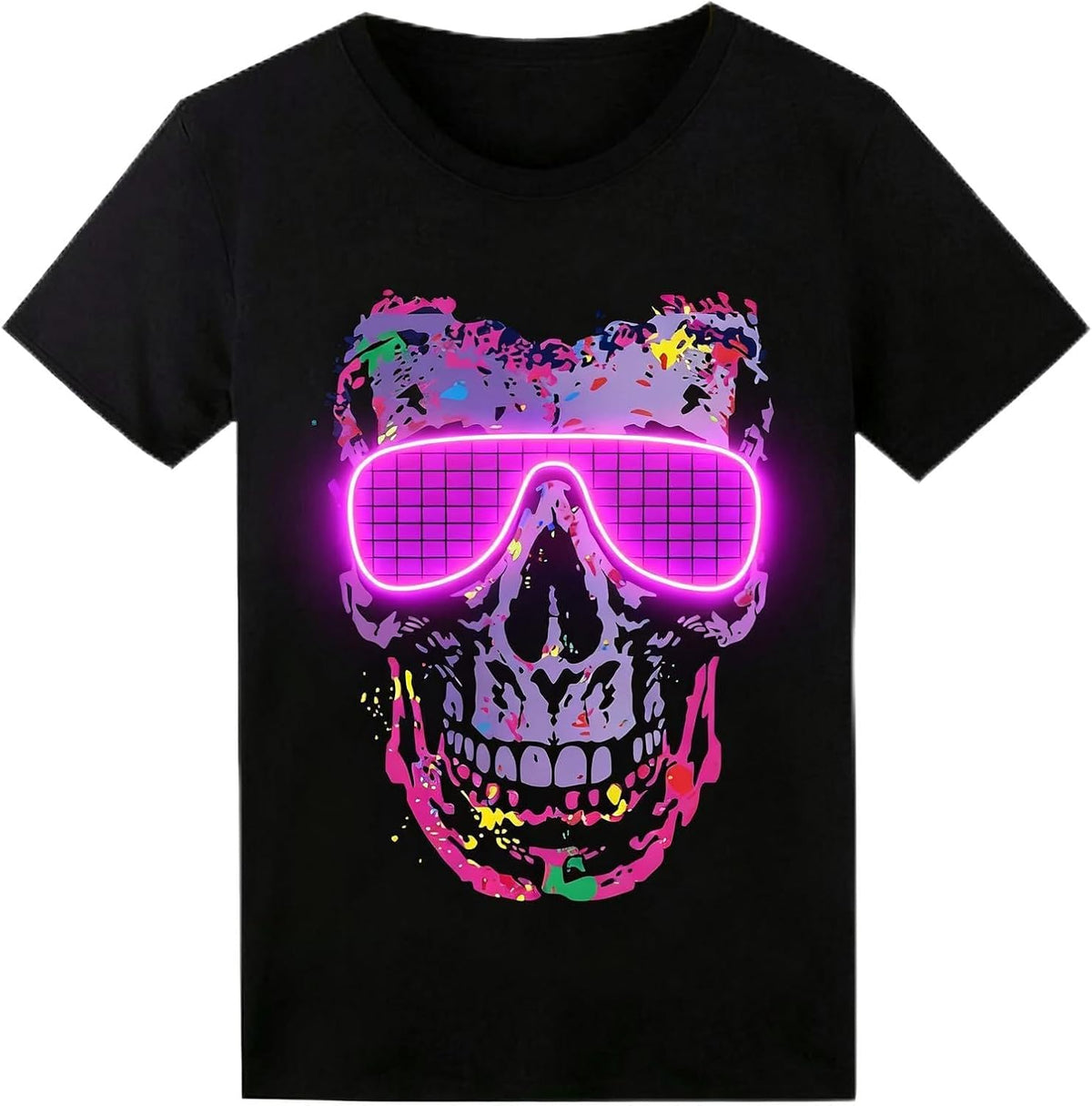 Sound Activated LED T-Shirt for Men Glow in The Dark Light Up Rave Shirt