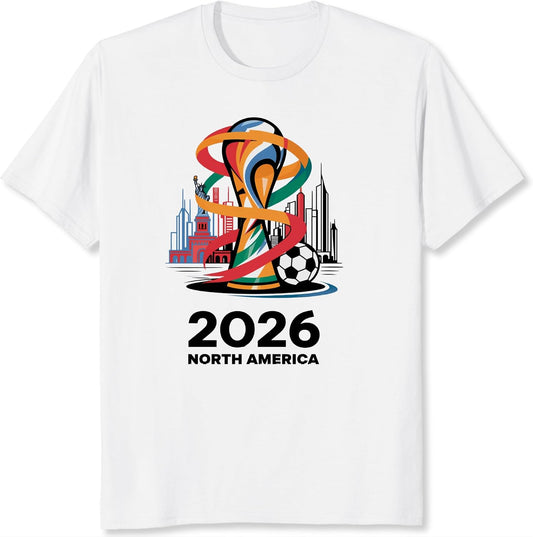 Soccer Trophy Celebration Shirt Abstract Soccer Cup City Skyline Graphic Tee for Men