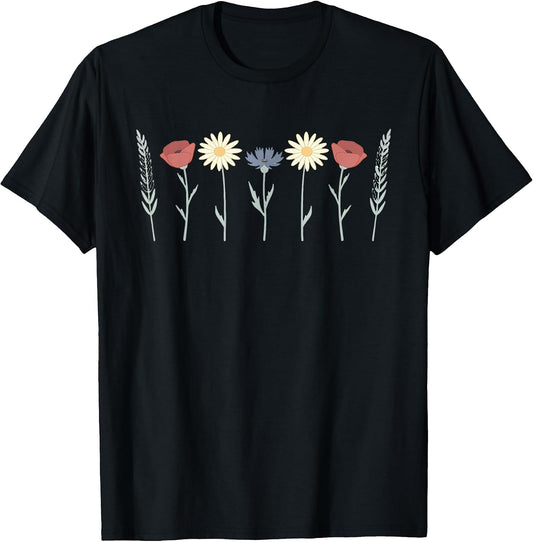 Wildflower Meadow Pastel Botanical Horizon Graphic T-Shirt