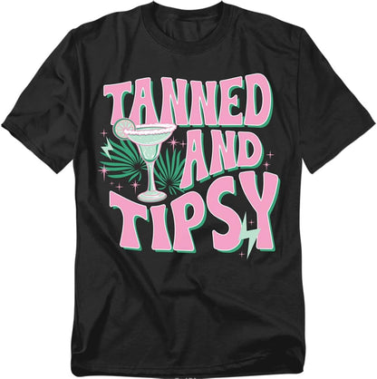 Popfunk Tanned and Tipsy T-Shirt – Funny Summer Beach Party Tee, Unisex