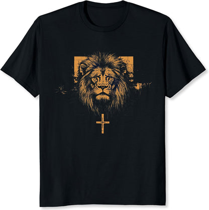 Lion of Judah Shirt Christian Shirts for Men Christian Gifts Cross Graphic Tee
