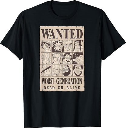 One Piece Anime Worst Generation Wanted Poster Collage T-Shirt
