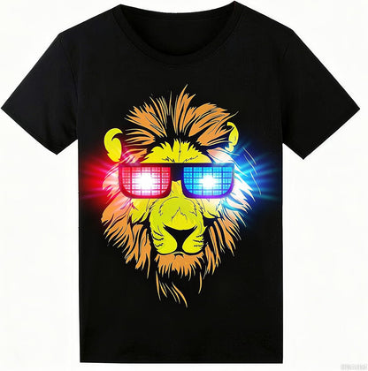 Sound Activated LED T-Shirt for Men Glow in The Dark Light Up Rave Shirt