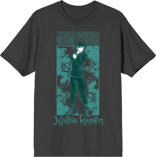 Bioworld Jujutsu Kaisen Megumi Fushigoro Adult Charcoal Crew Neck Short Sleeve T-Shirt